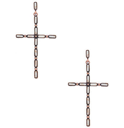 Multi Stone Pattern Cross Metal Earring