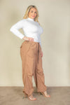 Plus Size Drawstring Waist Parachute Pants