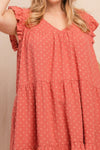 Dot Jacquard Babydoll Tiered Dress