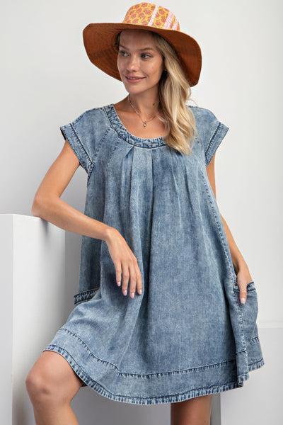 Stone Washed Denim Swing Dress