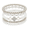 Clover Metal Pearl Rhinestone Stretch Bracelet Set