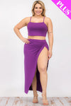 Plus Size Crop Cami & Split Thigh Maxi Skirt Set