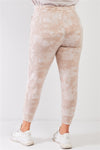 Plus Tie-dye Bleached Effect High Waist Comfy Jogger Pants