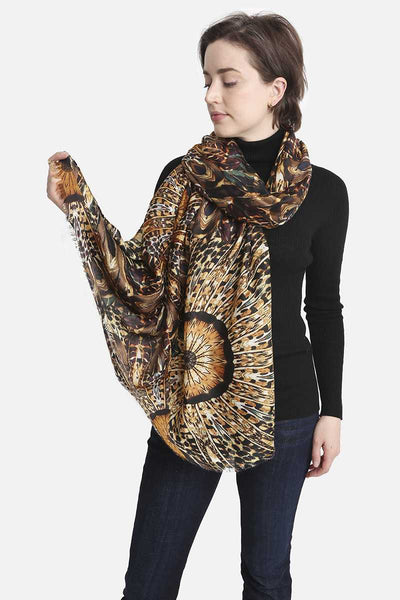 Fashion Feather Print Skinny Scarf