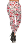 Plus Size Heart Print, Full Length Leggings In A Slim Fitting Style With A Banded High Waist