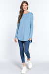 Long Slv Side Slit French Terry Tunic