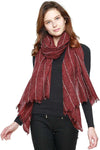 Wool Blend Stitch Lined Long Scarf