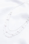 Pearl Beaded Oval Link Layered Necklace