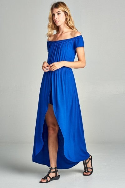 Off Shoulder Solid Jersey Romper Maxi