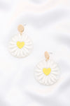 Daisy Printed Round Ac Drop Earriing