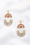 Wood Acetate Oval Dangle Earring