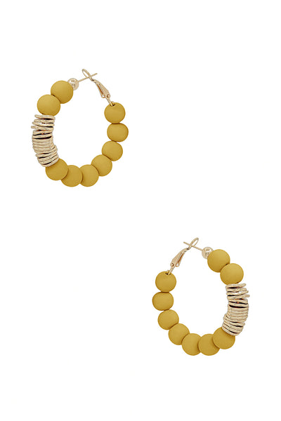 Clay Ball With Metal Accent Hoop Earring