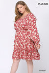 Floral Printed V-neck Ruffle Dress With Side Spaghetti Tie Detail