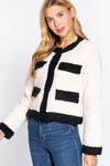 Long Sleeve Pocket Detail Faux Fur Jacket