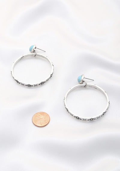 Rodeo western texture hoop earring