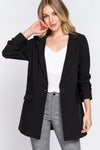 Long Sleeve Notched Single-breasted Tunic Blazer