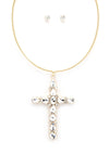 Crystal Cross Metal Necklace