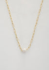 Pearl Bead Oval Link Necklace