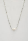 Pearl Bead Oval Link Necklace