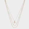 3 Layered Metal Glass Bead Chain Pendant Necklace