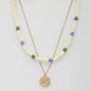 Coin Wood Bead Layered Necklace