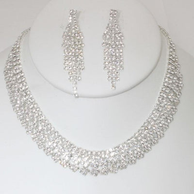 Rhinestone Necklace Earring Set