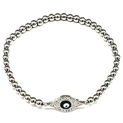 Stainless Steel Metal Ball Chain Evil Eye Stretch Bracelet