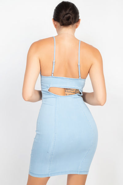 Front Button Cami Denim Dress