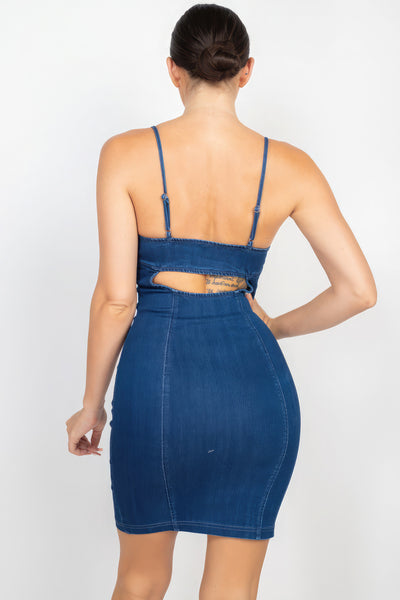 Front Button Cami Denim Dress