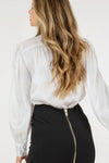 Insert Lace Trim Long Sleeve Blouse