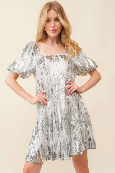 Sequin Babydoll Mini Dress