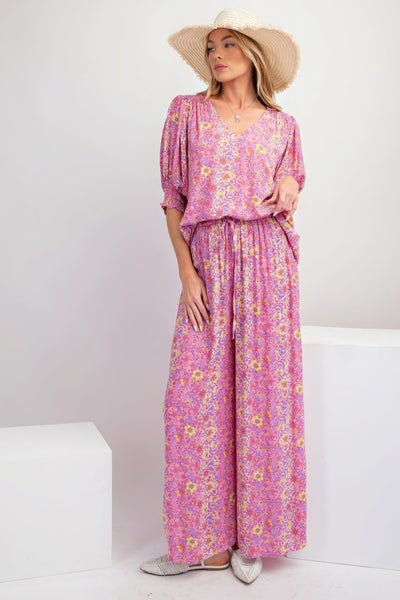 Floral Print Gauze Palazzo Pants