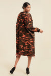 Camouflage Printed Midi Dress With Rings