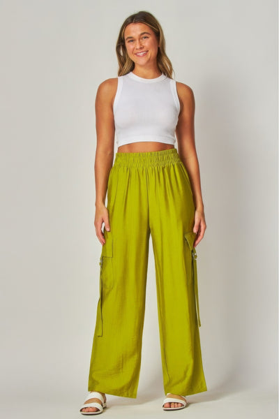 Linen Wide Leg Cargo Pants