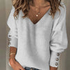 Long Puff Sleeve VNeck Blouse