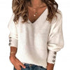 Long Puff Sleeve VNeck Blouse